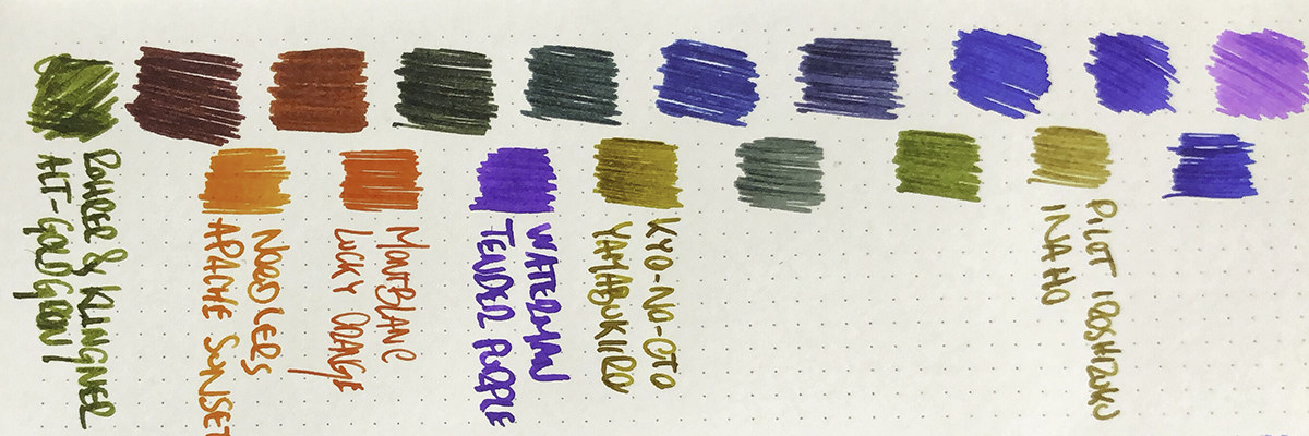 Glenns Pens, fountain pen ink, ink samples