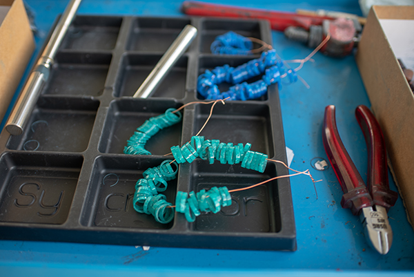Rods of celluloid and resin for the pens